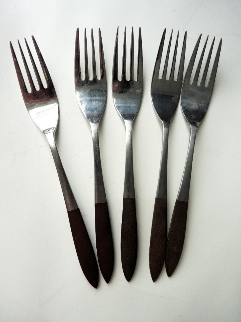 Vintage‎ EPIC Eco Forged Stainless Steel Utensil Set of 5 forks 6.5"